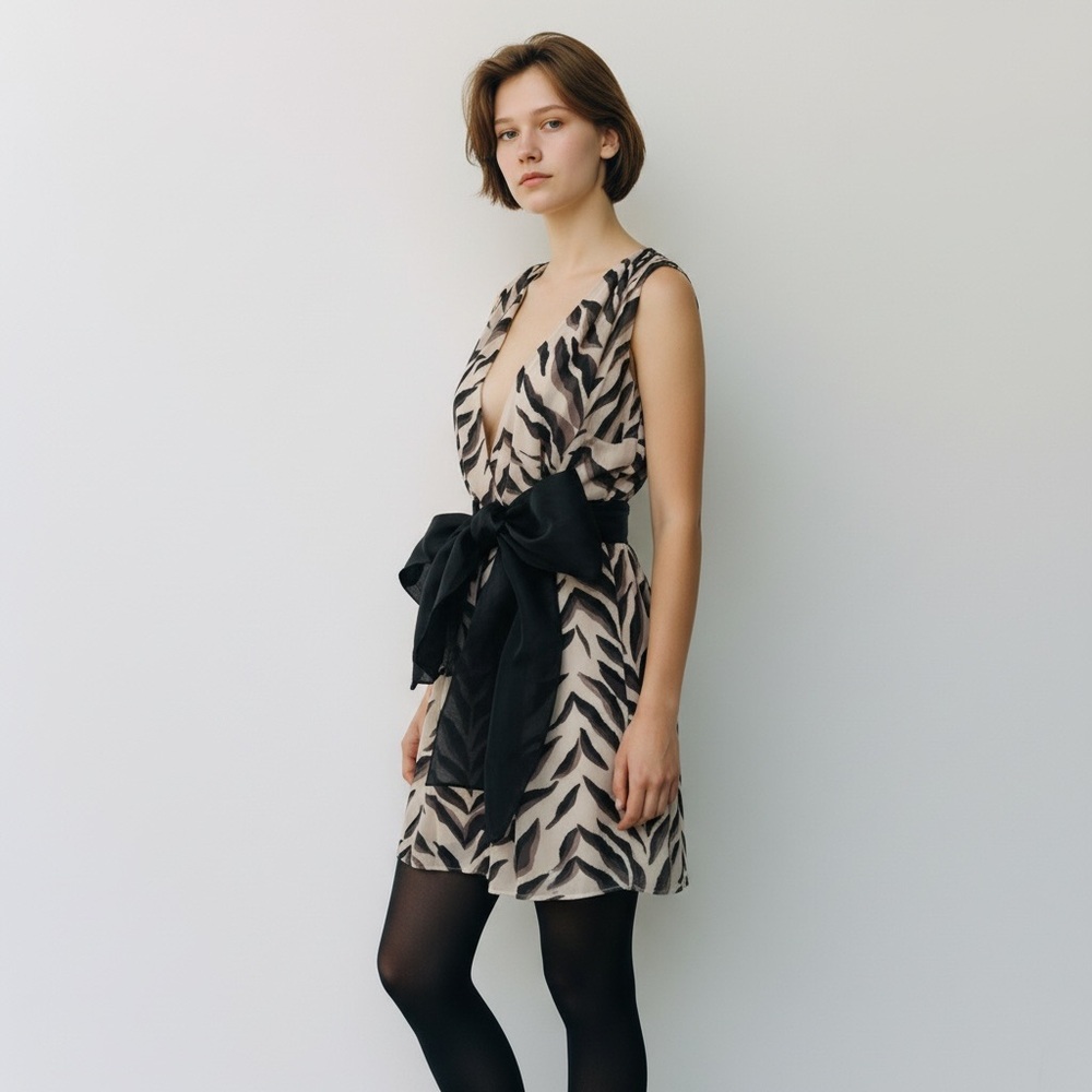 Valentino silk dress size 6 knee length animal print